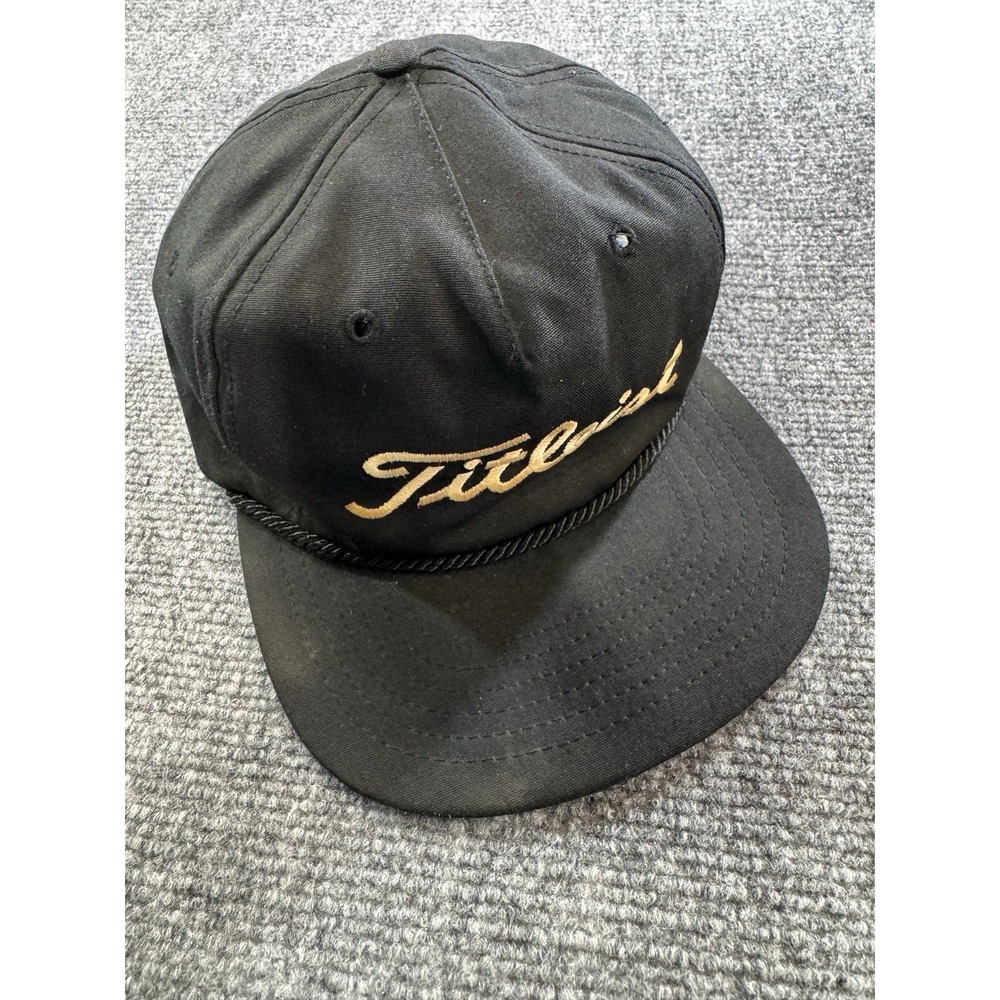 Vtg Texace Titleist Rope Golf Hat Black Leather Strap Green Underbrim USA Made!